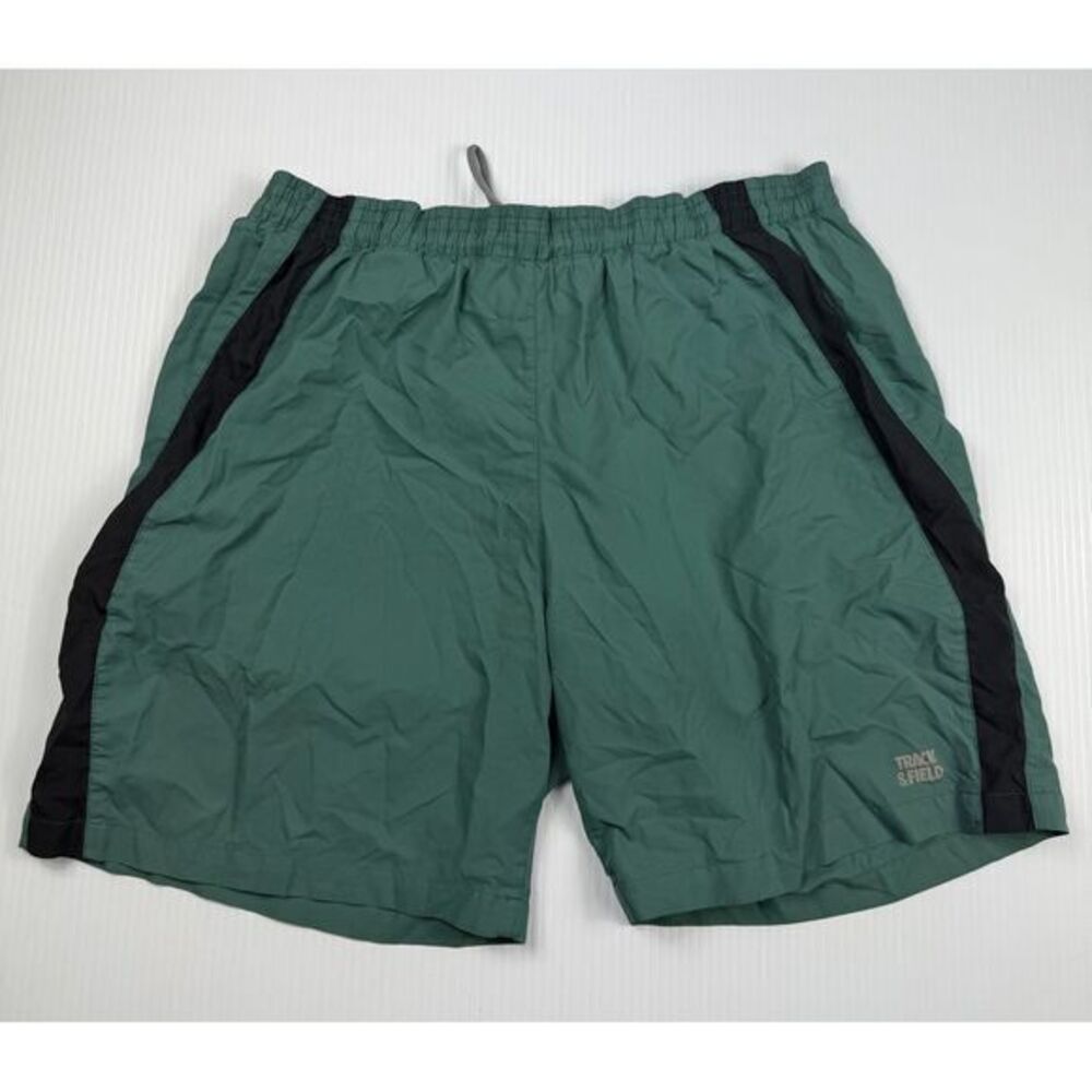 Track & Field Green Athletic Running Shorts‎ Black Stripe Lightweight lined s